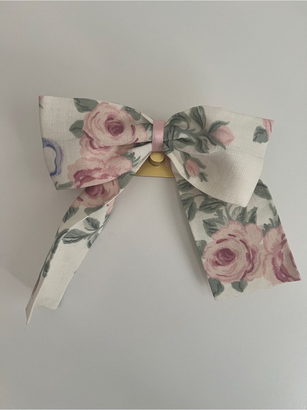 Pink Rose Print Bow Hair Clip for Kids
